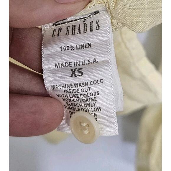 CP Shades Yellow Linen Embroidered Long Sleeve V-neck Boxy Oversized Top Size XS - Picture 7 of 7